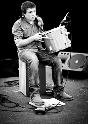 Tom Dunkley in a rare appearance at a FolkLaw gig, on stage at Music at the CrossRoads Festival 2011